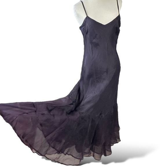 Vintage Tiar Silk Dark Purple Flower Fairy Maxi Dress Size Small WhimsyGoth USA - Picture 5 of 15